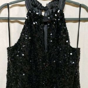 Tahari Womens Sz S Hope Blouse Black Sequin Tank